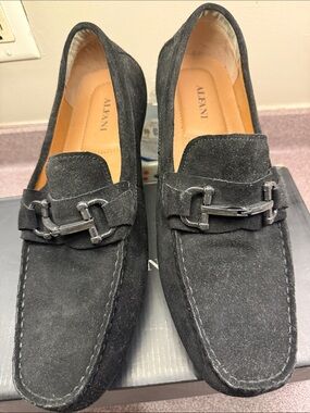 Alfani Black Suede Metal Bit Loafers